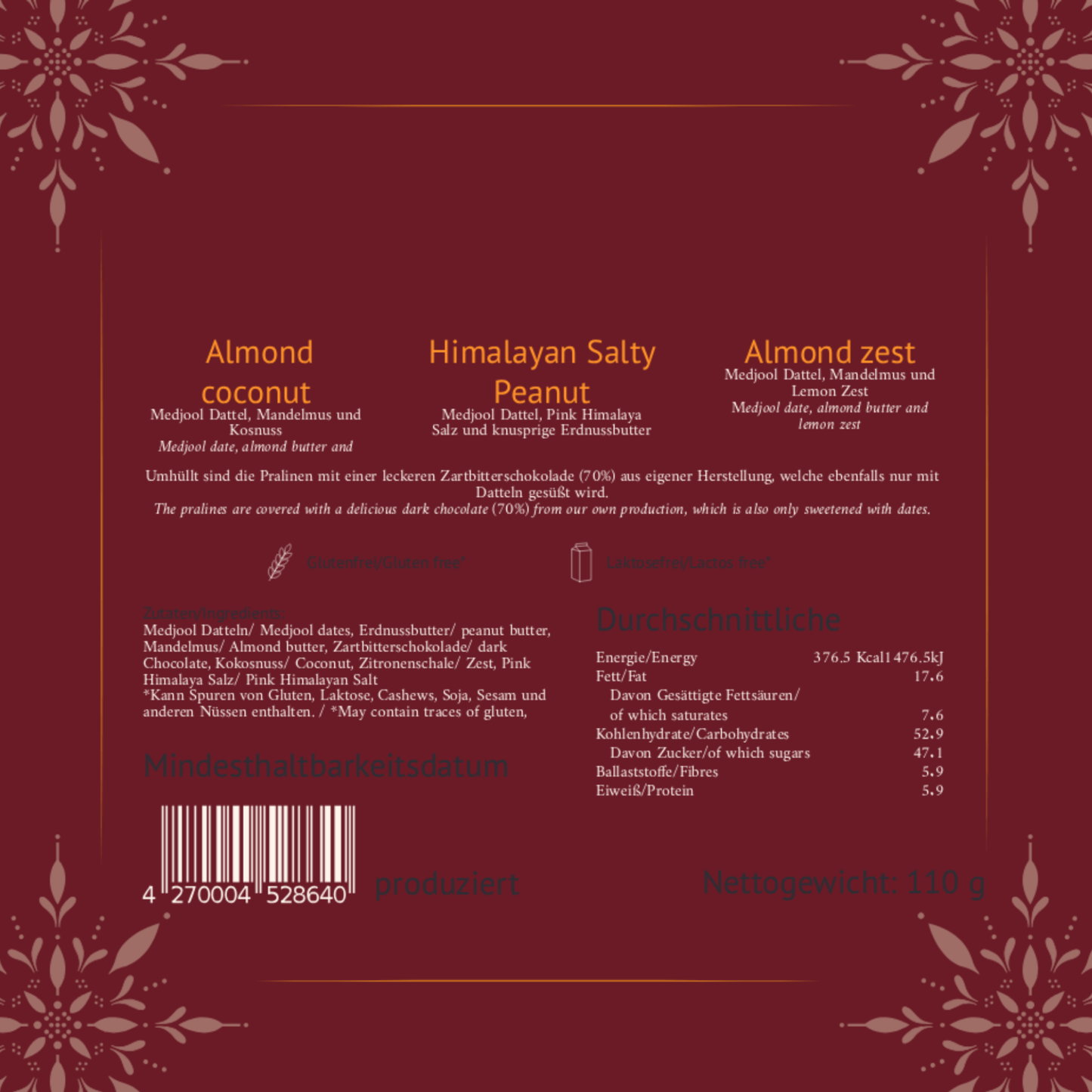 Handmade Date Pralines 9-pack Mix